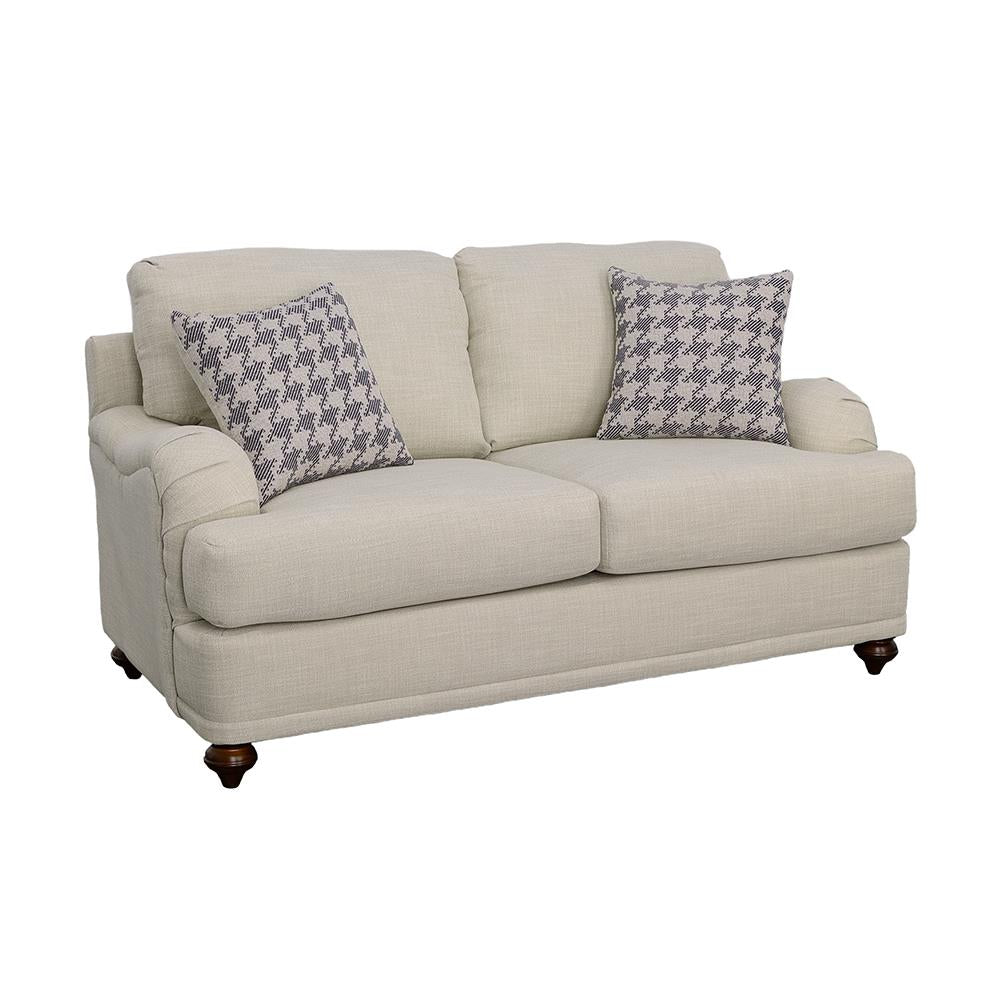 Coaster Furniture Glenn 511092 Upholstered English Arm Loveseat - Light Grey and Blue IMAGE 1
